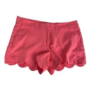 Crown & Ivy Salmon Pink Scalloped Hem Textured Shelby Shorts Women's Size 12‎